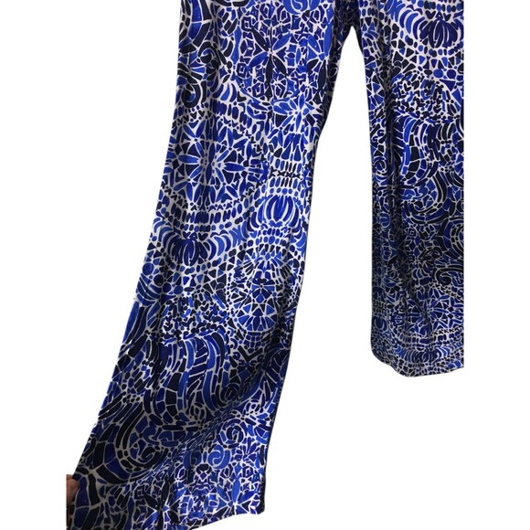 Lilly Pulitzer Pants Women's Size XS Blue White Geometric Mosaic Stretch - Picture 5 of 7